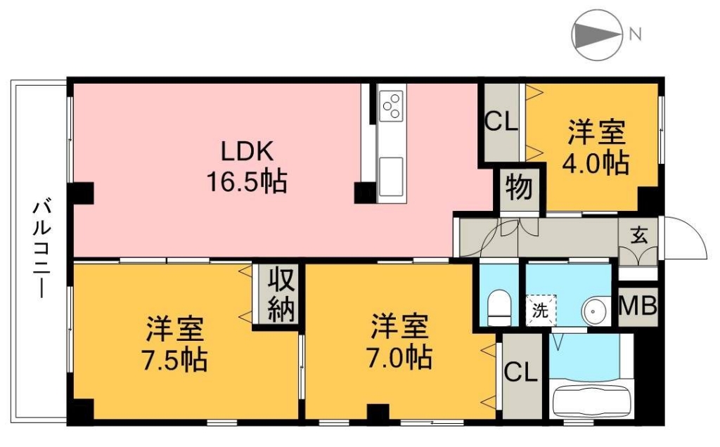 ヴュー鏡川 301号室 間取り