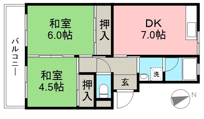 市川マンションⅡ 10号室 間取り