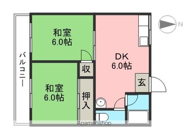 富裕美コーポ 201号室 間取り