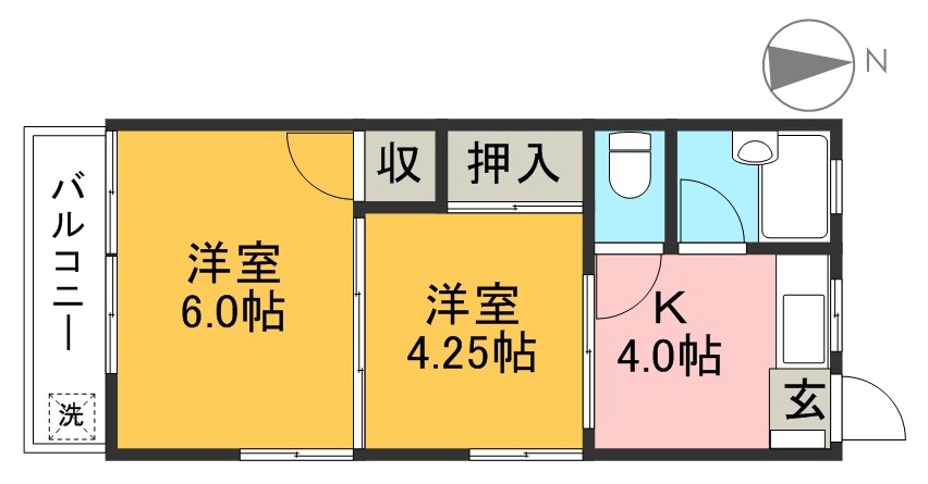 中越コーポ 201号室 間取り