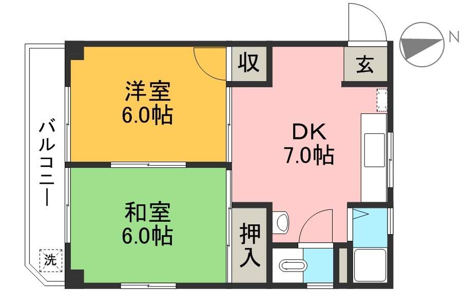 内田マンション 205号室 間取り