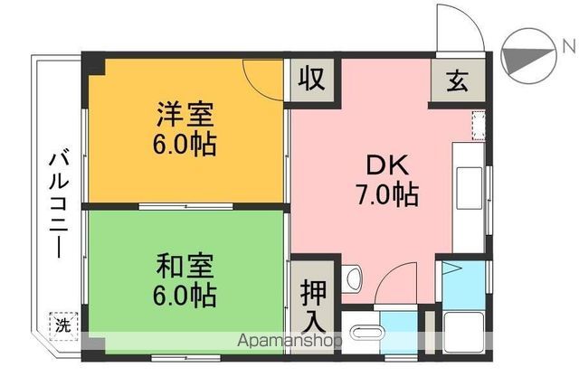 内田マンション 205号室 間取り