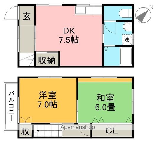 武田マンション棟割 西号室 間取り