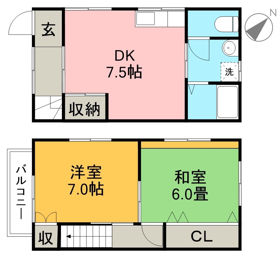 武田マンション棟割 西号室 間取り