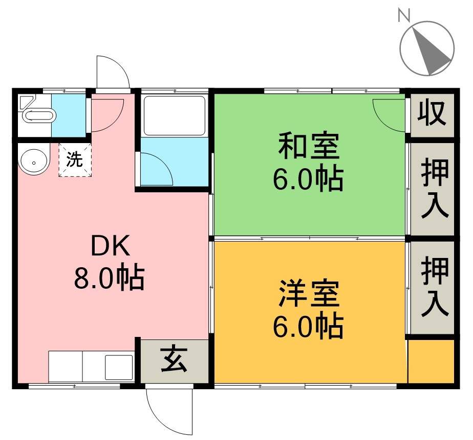 武田マンション（六泉寺） 1F東号室 間取り