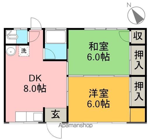 武田マンション（六泉寺） 1F東号室 間取り