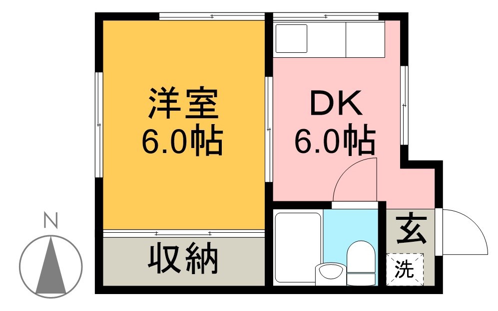 ｓｕｎｎｙ　ｆｌａｔ，　Ｍ 23号室 間取り