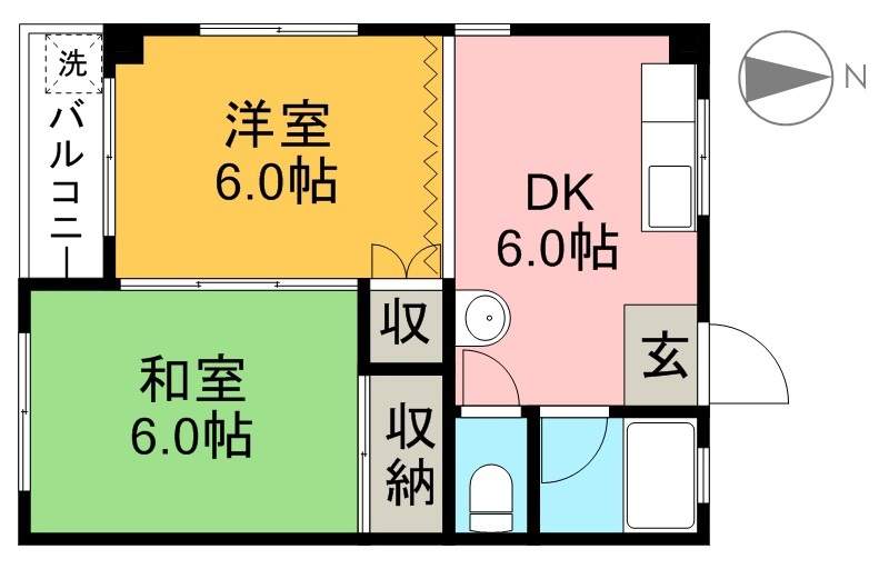 マンション岡 203号室 間取り