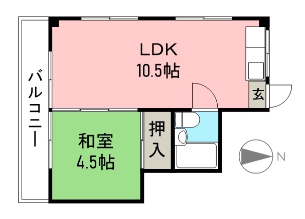 シャトーＫｏｃｈｉ　Ⅰ 2階西号室 間取り