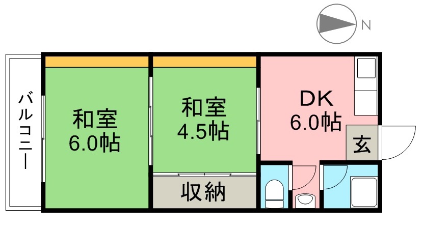 土佐コーポ 402号室 間取り