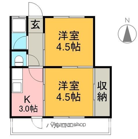 ハイツ高知 4F東号室 間取り