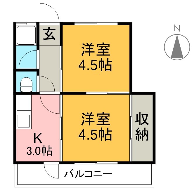 ハイツ高知 4F東号室 間取り