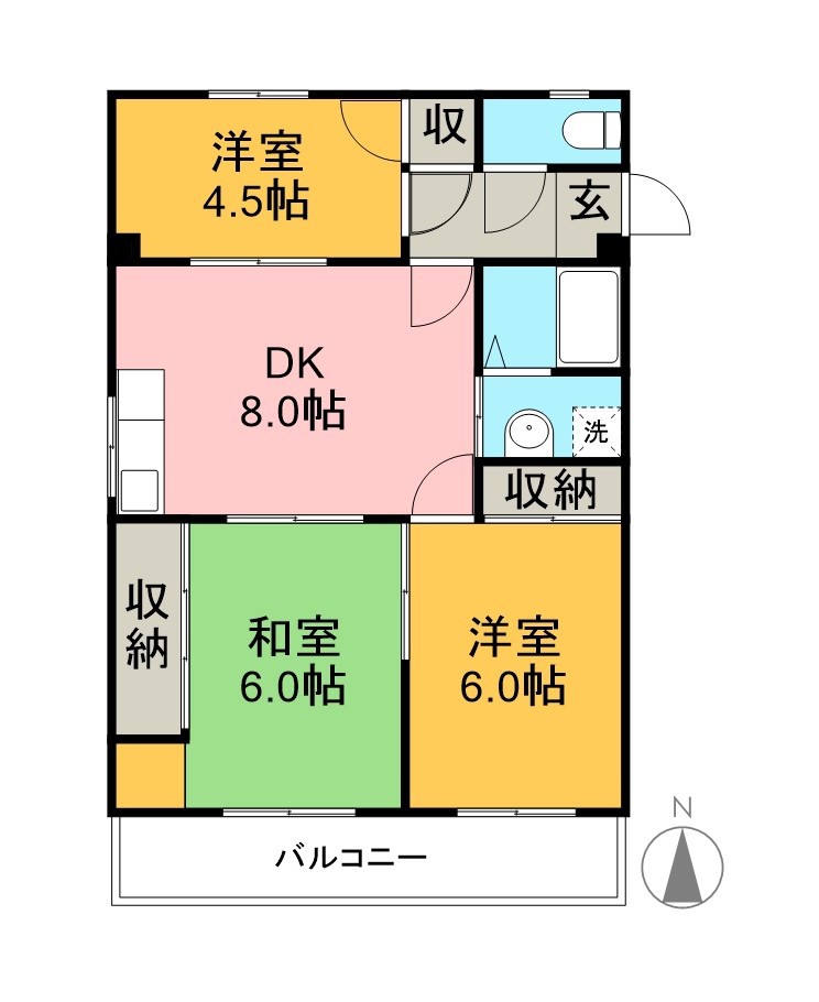 まどかハイツ 305号室 間取り