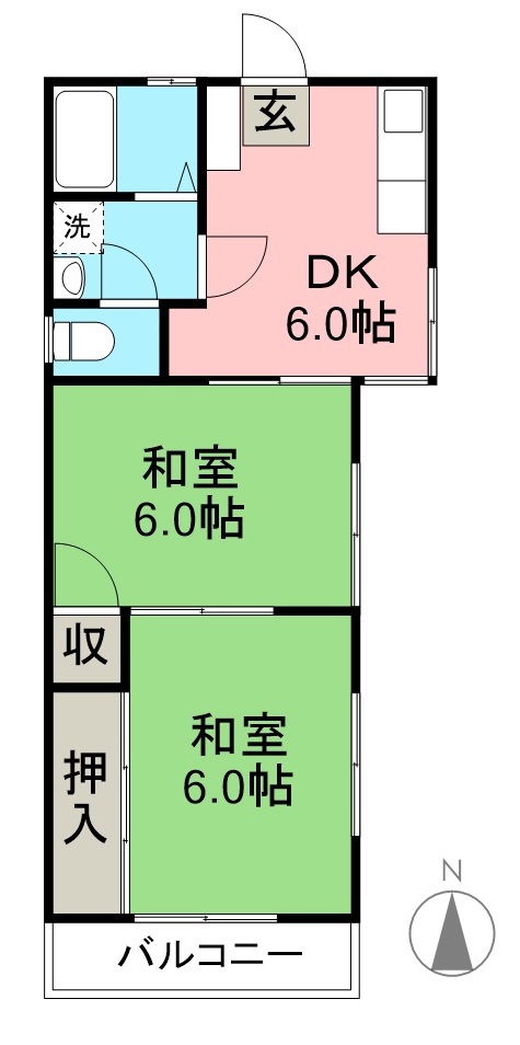 青洋荘 201号室 間取り