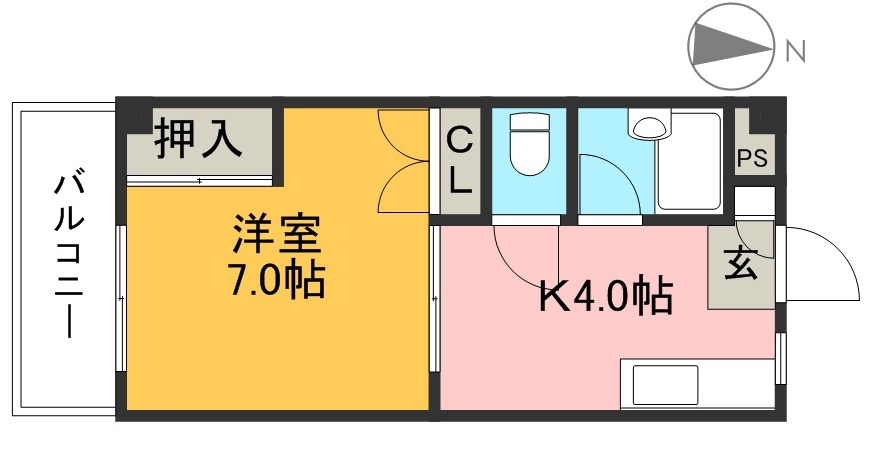 コーポ筆山 303号室 間取り