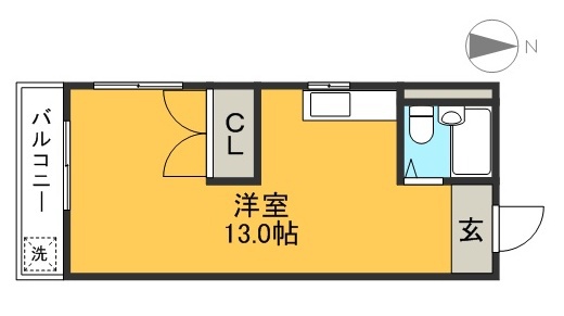 サンシャトー城山 106号室 間取り