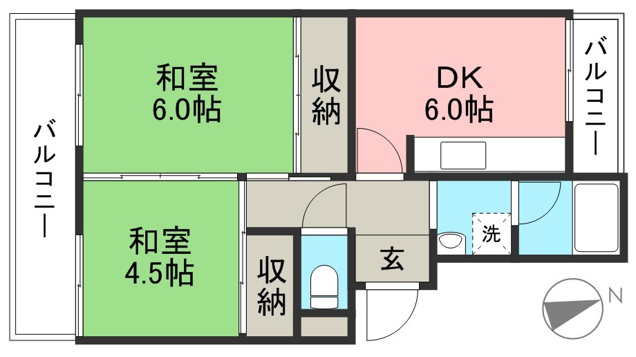 市川マンションⅠ 11号室 間取り