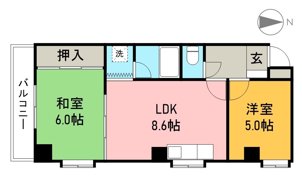 コーポ朝日Ⅵ 601号室 間取り