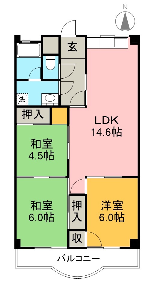 鹿児ハイツ 402号室 間取り