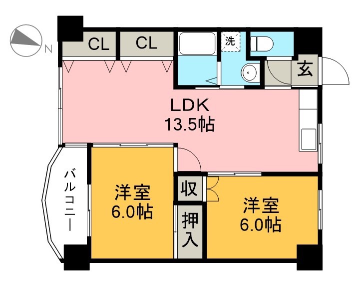 岡林マンション 406号室 間取り