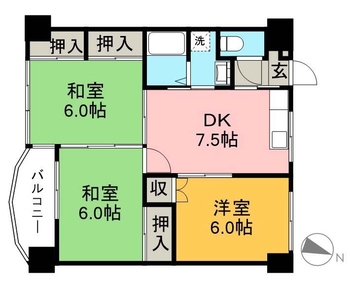 岡林マンション 406号室 間取り