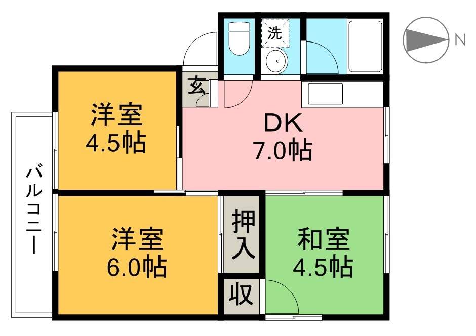 ＭＫ　ハイツ　Ａ棟 1号室 間取り