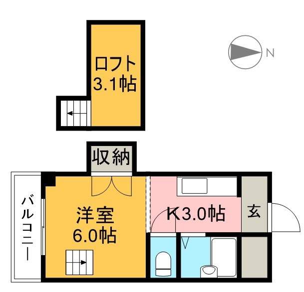 アサミハイツ 302号室 間取り