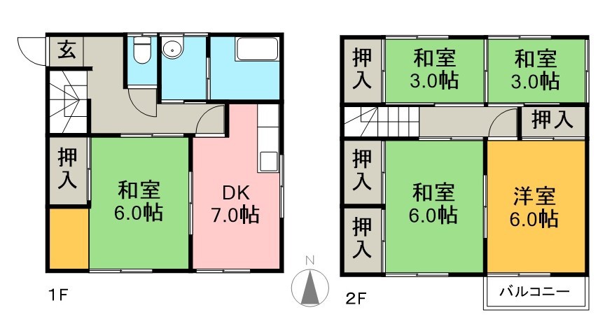 塩田町貸家（４ＤＫ） 間取り