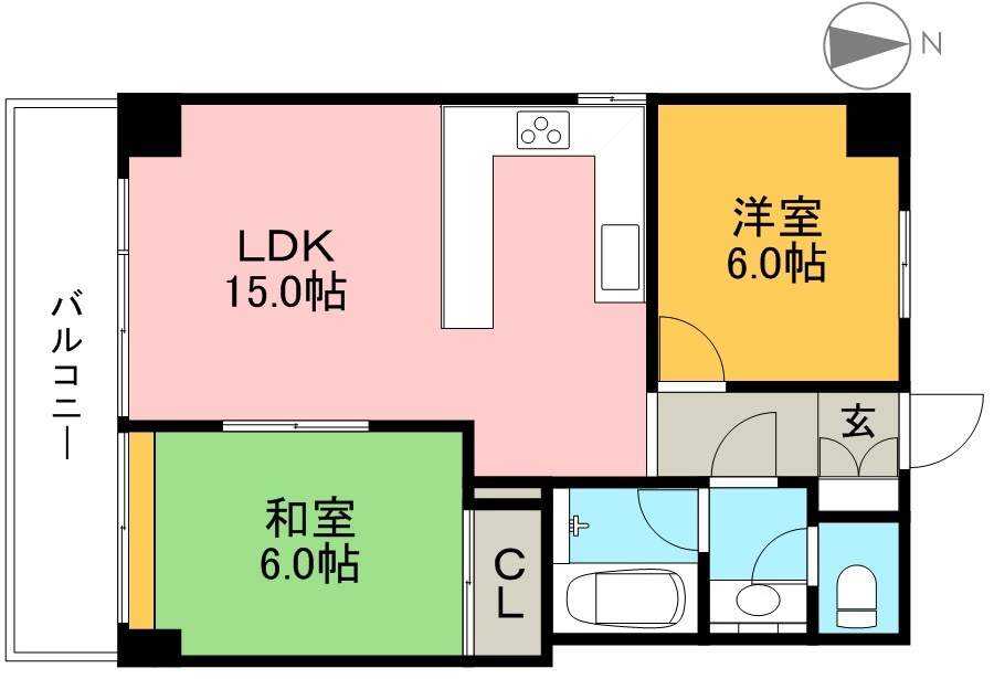 風林館 402号室 間取り