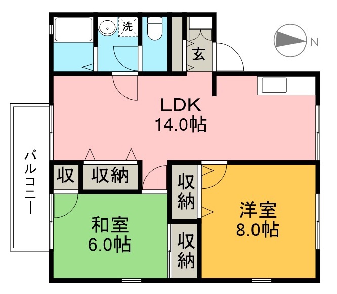 パークサイドアサヒ　Ｃ棟 102号室 間取り