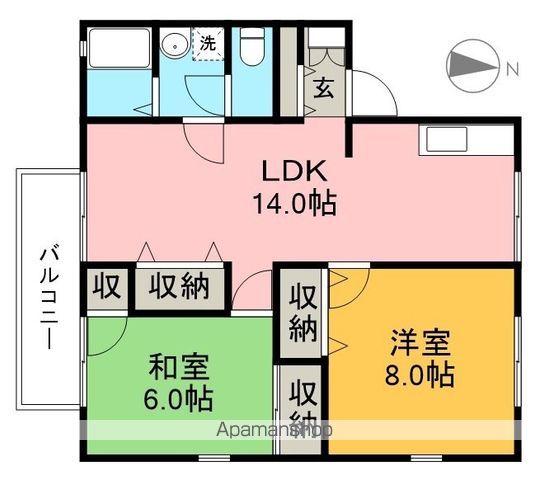パークサイドアサヒ　Ｃ棟 102号室 間取り