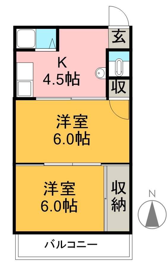 コーポ安並 203号室 間取り