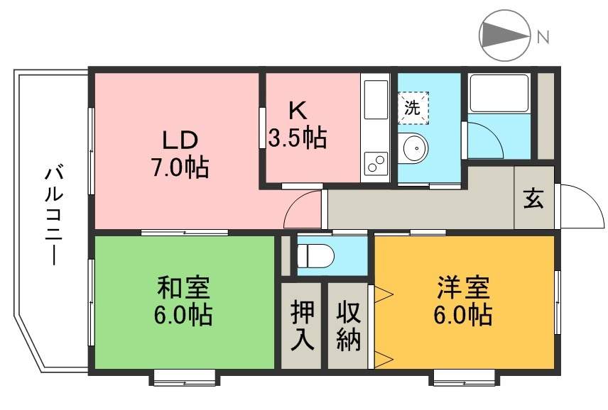 リブアミティ 203号室 間取り