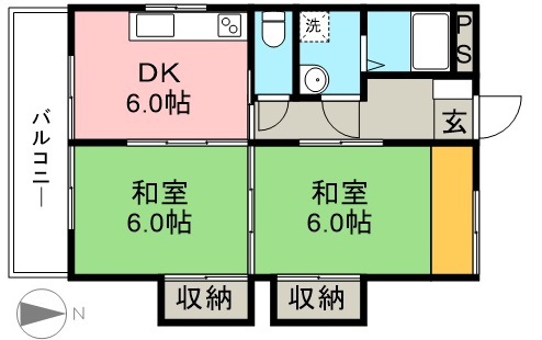 コーポ丑之助 203号室 間取り