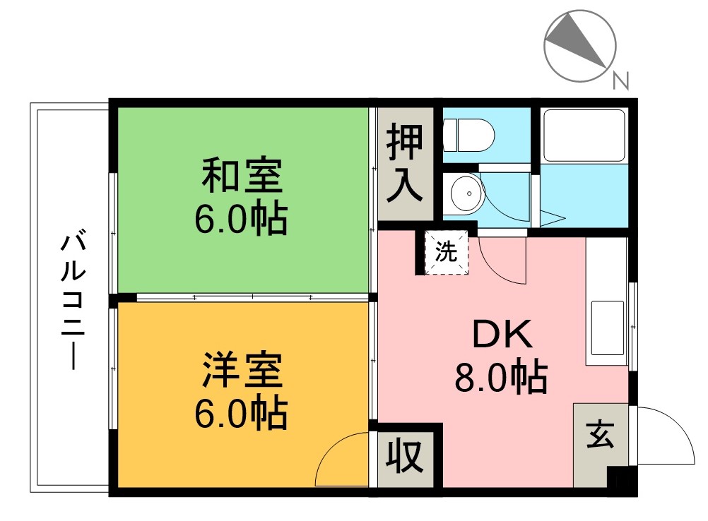 リバープール桟四 202号室 間取り