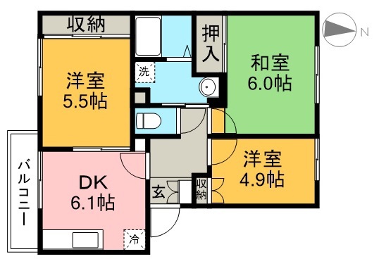 フォレスト蜂の巣Ⅰ 303号室 間取り