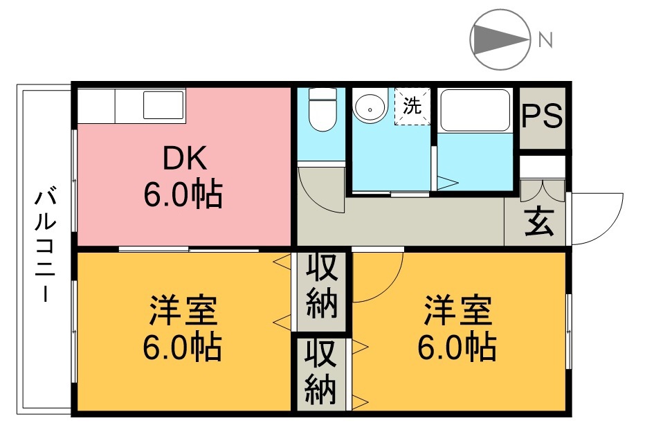 アーガス若草 203号室 間取り