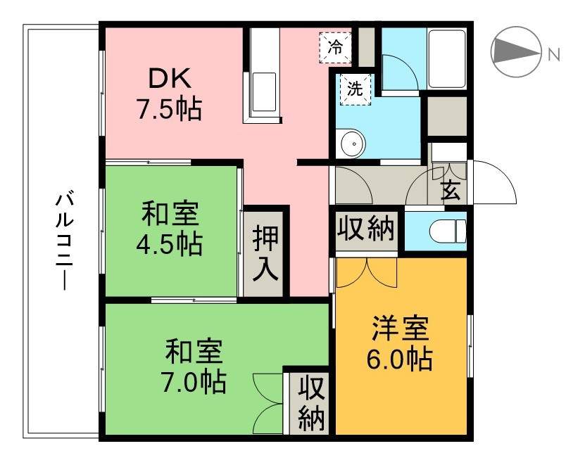 セゾンＳＡＫＡＭＯＴＯⅢ 間取り図