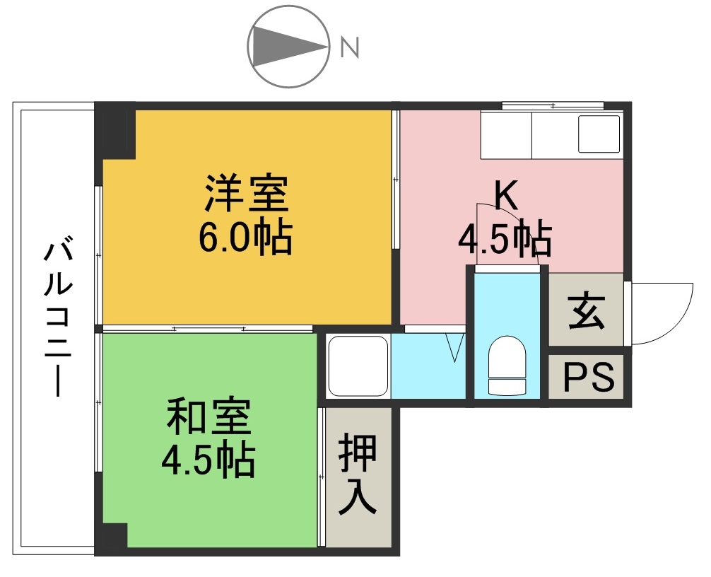 ハイツ寿 303号室 間取り