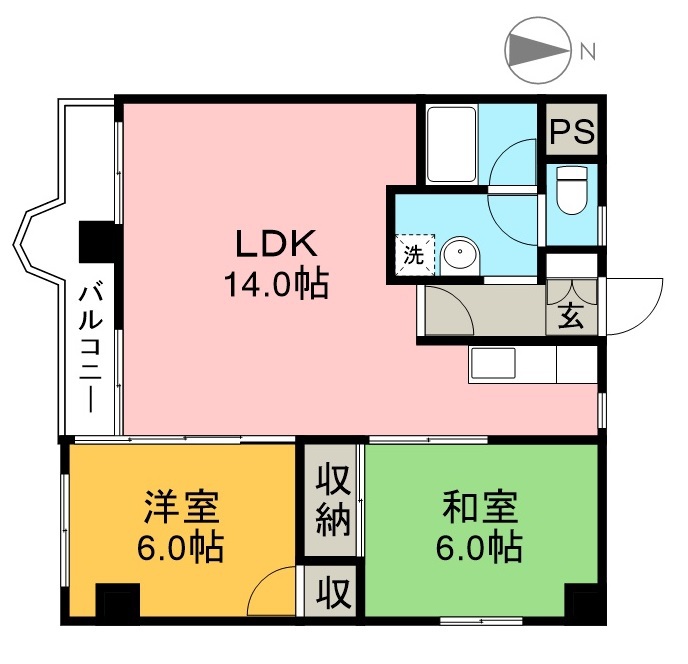 島谷グランドハイツ 3-6号室 間取り