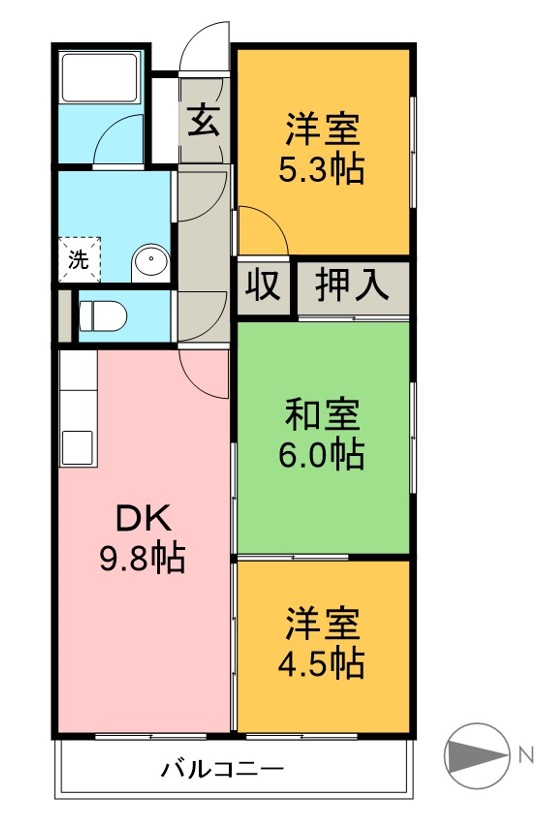 セジュールＫ 301号室 間取り