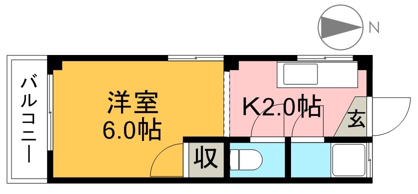 あすかハウス 202号室 間取り