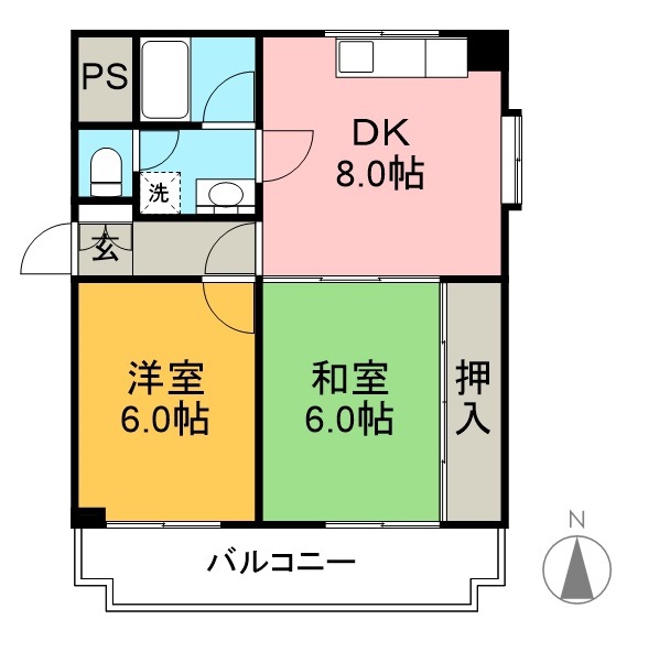 コーポ一宮Ⅱ 101号室 間取り