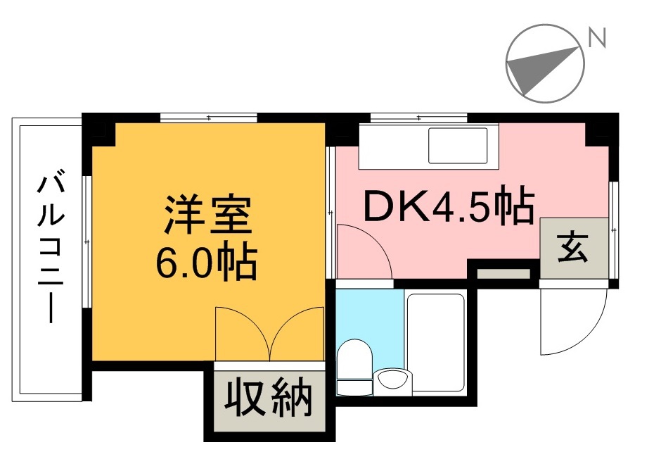 八千代ハイツ 2F西号室 間取り