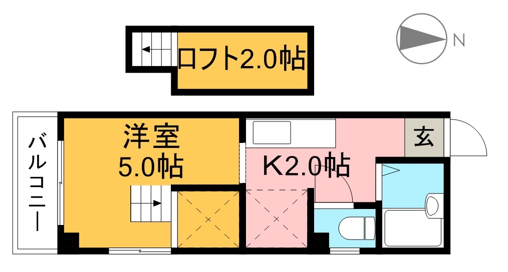 ジョイフル中水道 202号室 間取り