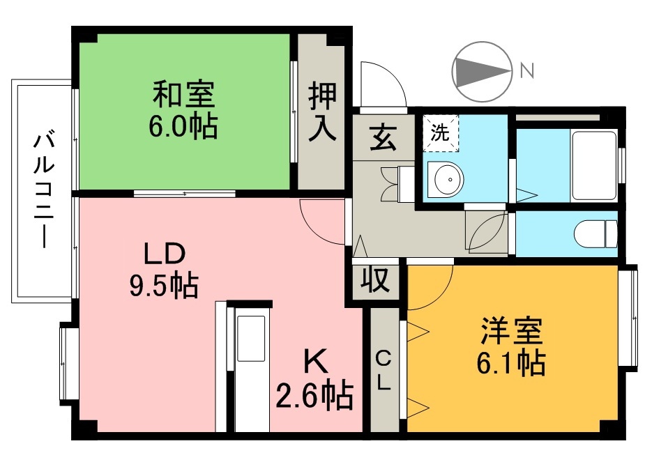 フォブール深田 201号室 間取り