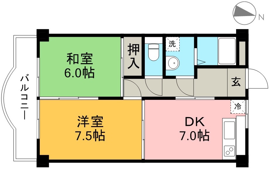 ハイツ　ハピィバリーⅡ　Ａ棟 203号室 間取り