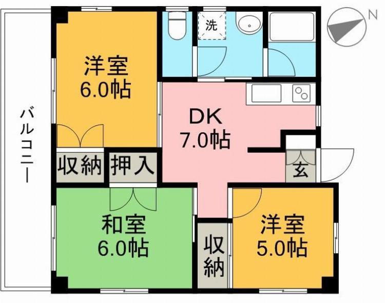 中山ハイツ 305号室 間取り