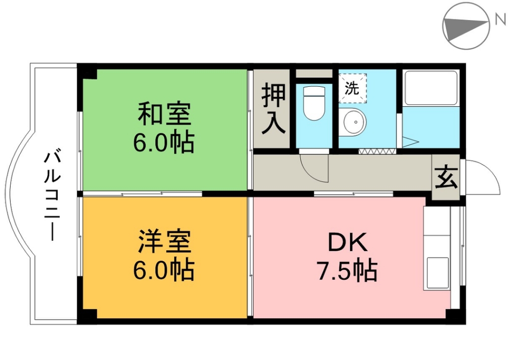 ハイツ　ハピィバリーⅠ　北棟 405号室 間取り