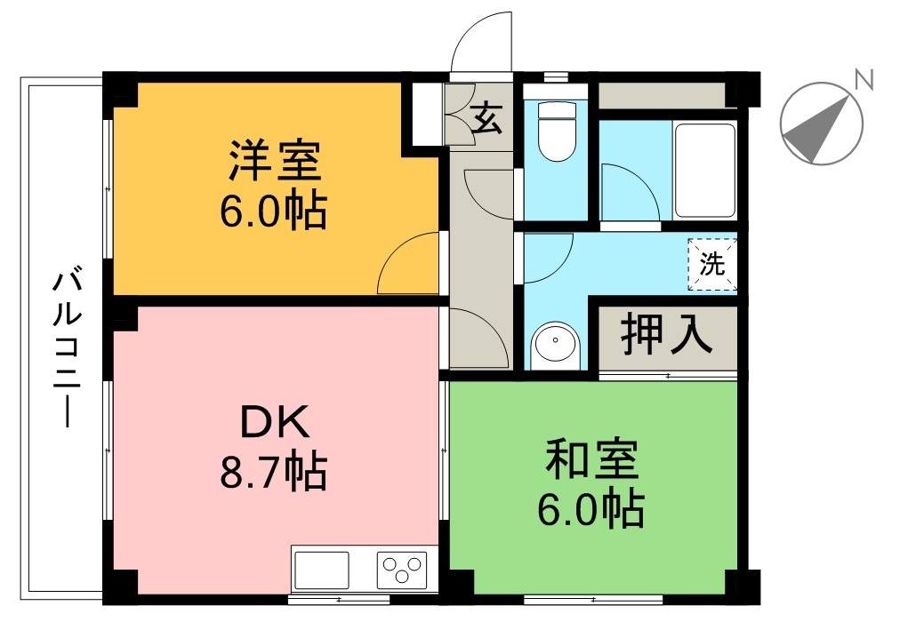 グランドゥール潮江 401号室 間取り